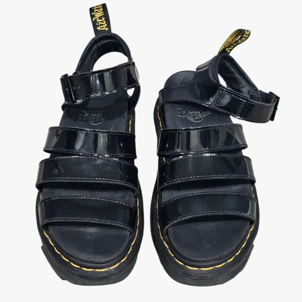 DR. MARTENS Women Blaire Black Patent Leather Platform Gladiator Sandals 8M - Picture 5 of 10